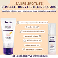 Sanfe Spotlite Body Kit | Lightens Overlooked Areas | Brightens Intimates | Non Toxic | 6 In 1 Glo Cream | Spotlite Serum