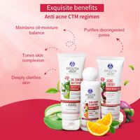 Ayouthveda Anti-acne Face Care Kit Maintain Oil Moisture, Skin Purifying | Acne Enemy Face Wash Gel 100ml | Acne Enemy Clarifying Facial Toner 100ml | Oil Control Mattifying Moisturizer Cream 60g
