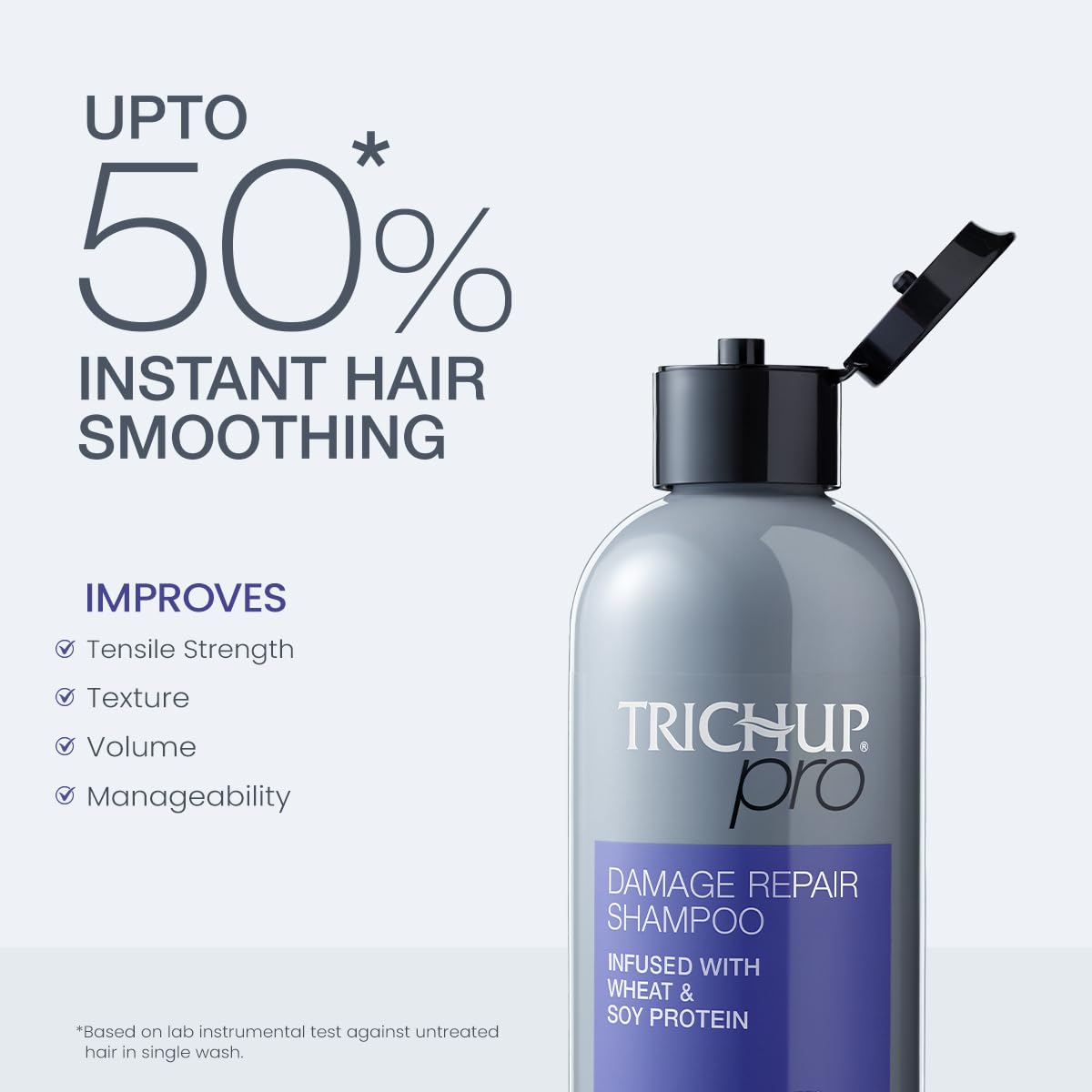 Trichup Pro Damage Repair Shampoo for Dry Frizzy Hair 300 ml, Instant Dual Action Rebonding, Smoothing, Improves Texture, Nourishes Dry Hair, Controls Frizz For Men & Women (300ml),