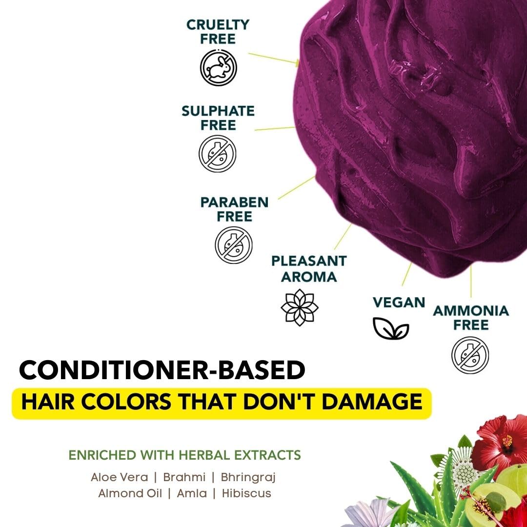 Paradyes Top-up Semi-permanent Bekaraar Burgundy DIY Conditioner Based Hair Colour, 120 gm