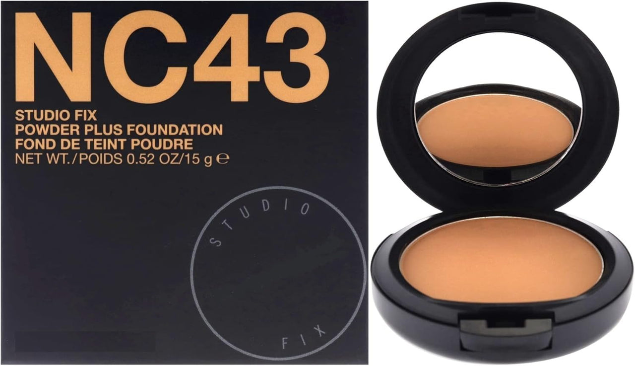 NEW MACC Studio Fix Professional Waterproof oil-free Longlasting Liquid 24-hour colour-true foundation Matte Finish For Women, Girls 15g - Shine-Free Compact Powder (All NC) (NC-43)