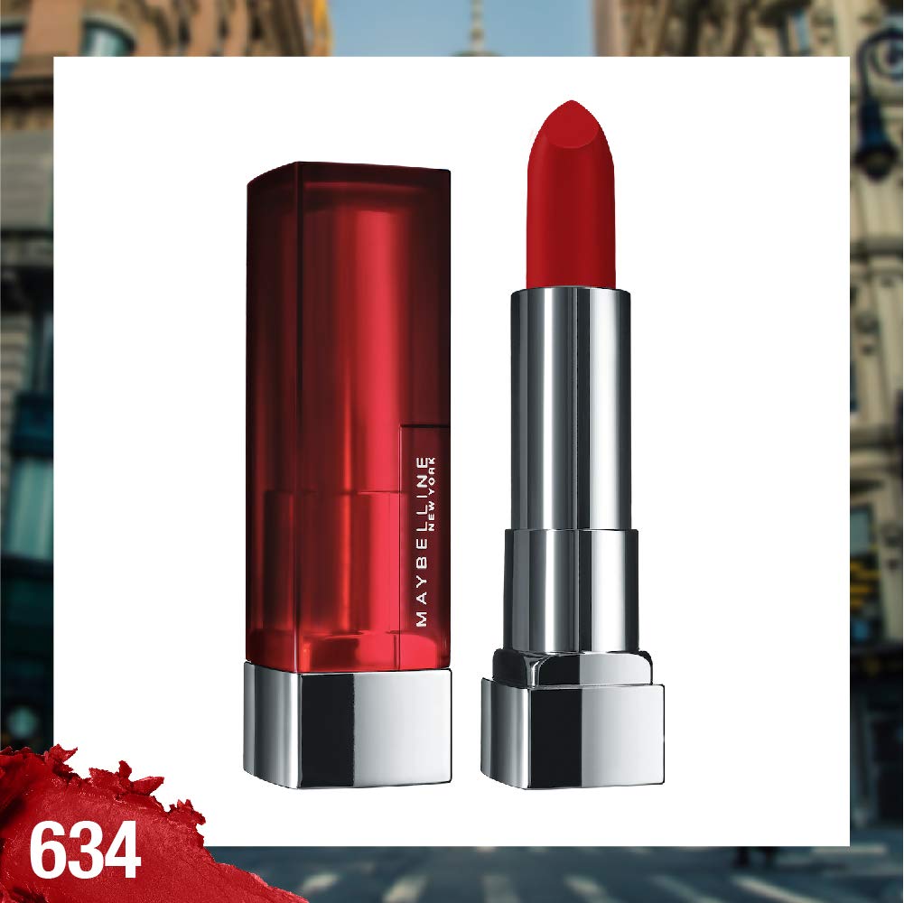 Maybelline New York Color Sensational Creamy Matte, 634 Bold Crimson, 3.9g with FREE Color Sensational Creamy Matte 656 Clay Crush