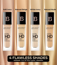 Lakyou Beauty Ultra HD Invisible Cover Foundation | Seamless Blend | High Definition Finish | Lightweight & Long-Lasting | Shade-04(Natural Nude) | 30ml