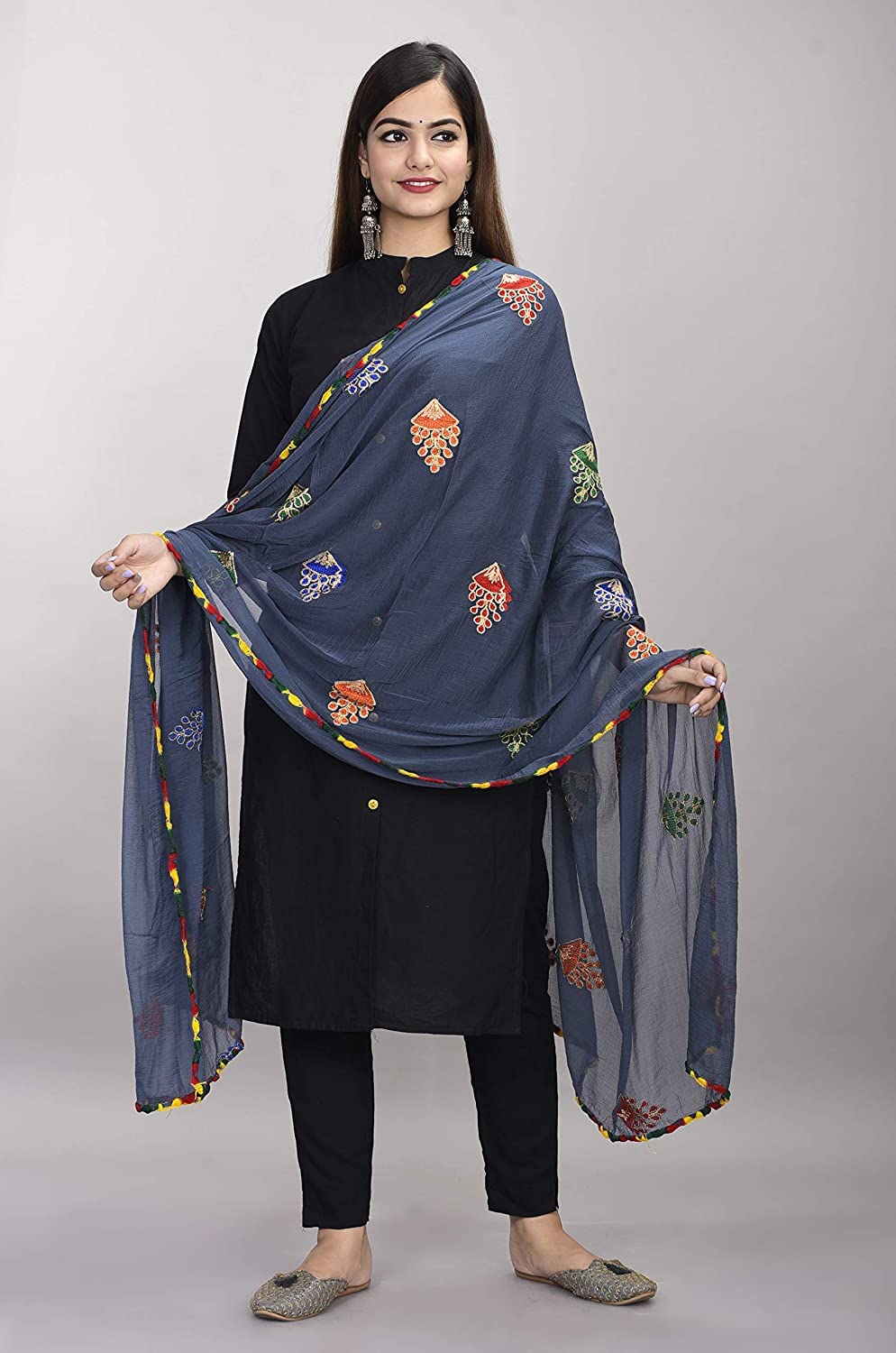 DIAMO Women's  Phulkari Chiffon Dupatta