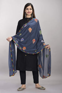 DIAMO Women's  Phulkari Chiffon Dupatta