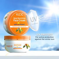 VLCC Deep Nourishing Face Cream with UV Protect - 200g | With Hyaluronic Acid & Shea Butter | UV Protection | Winter Skin Protection | Intense Moisturization & Nourishment