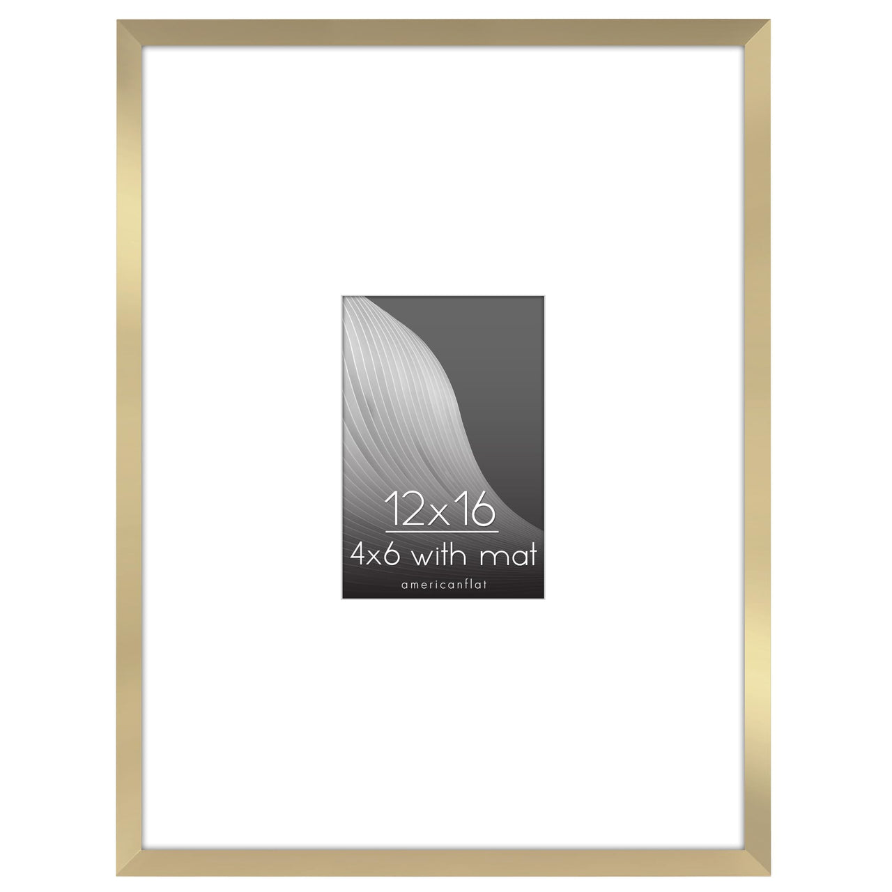 Americanflat 12x16 Picture Frame in Gold - Use as 4x6 Picture Frame with Mat or 12x16 Frame Without Mat - Thin Border Photo Frame with Plexiglass Cover - Vertical or Horizontal Wall Display