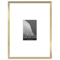 Americanflat 12x16 Picture Frame in Gold - Use as 4x6 Picture Frame with Mat or 12x16 Frame Without Mat - Thin Border Photo Frame with Plexiglass Cover - Vertical or Horizontal Wall Display