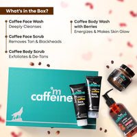 mcaffeine Shower Temptations Gift Set For Women And Men|Mcaffine Products|Luxury Coffee Bath Indulgence In Premium Packaging|Valentine Present For Him Her With Face Wash, Body Wash, Body Scrub