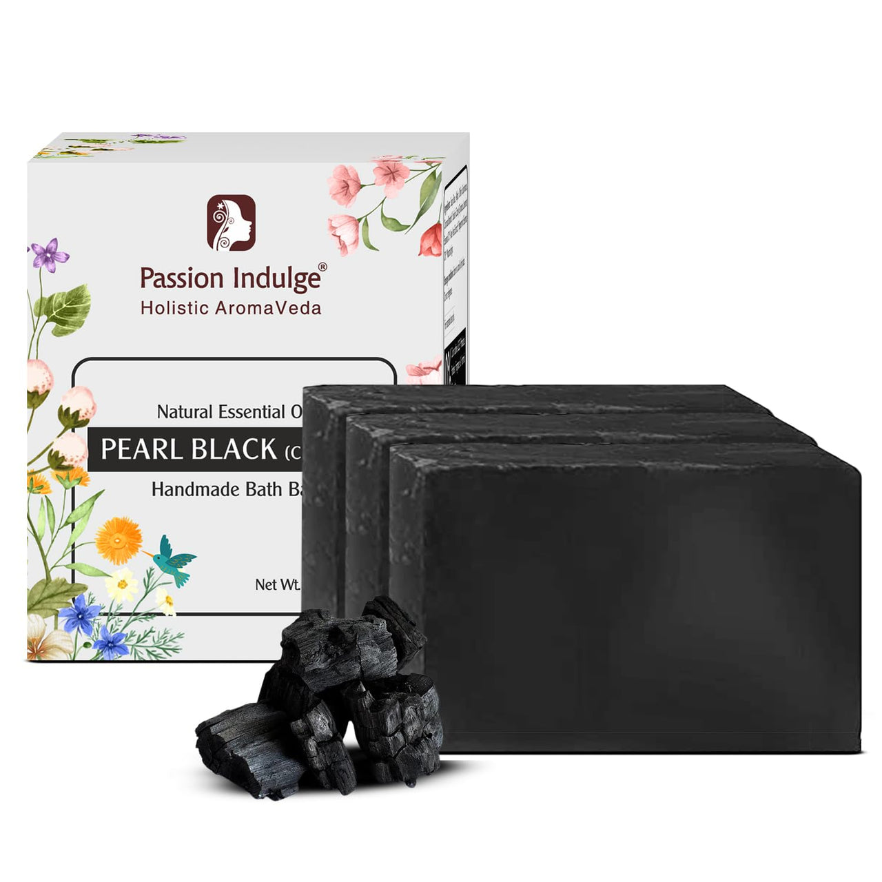 Passion Indulge Handmade Soap Natural Charcoal Bath Bar - (Pack of 3)