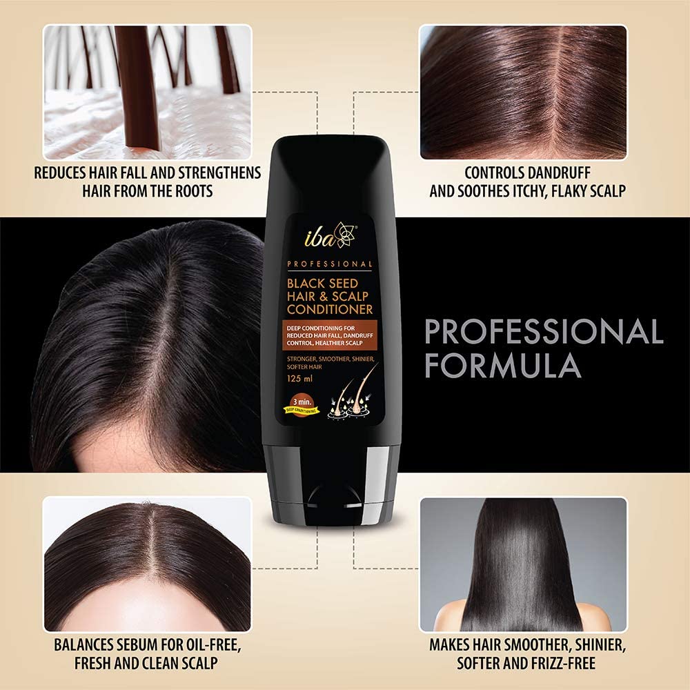 Iba Professional Black Seed Hair Scalp Conditioner | Kalonji Extract For Hair Fall Dandruff Itchy Scalp | For All Hair types | No Sulfate No Paraben | Halal Certified & Vegan - 125 ml