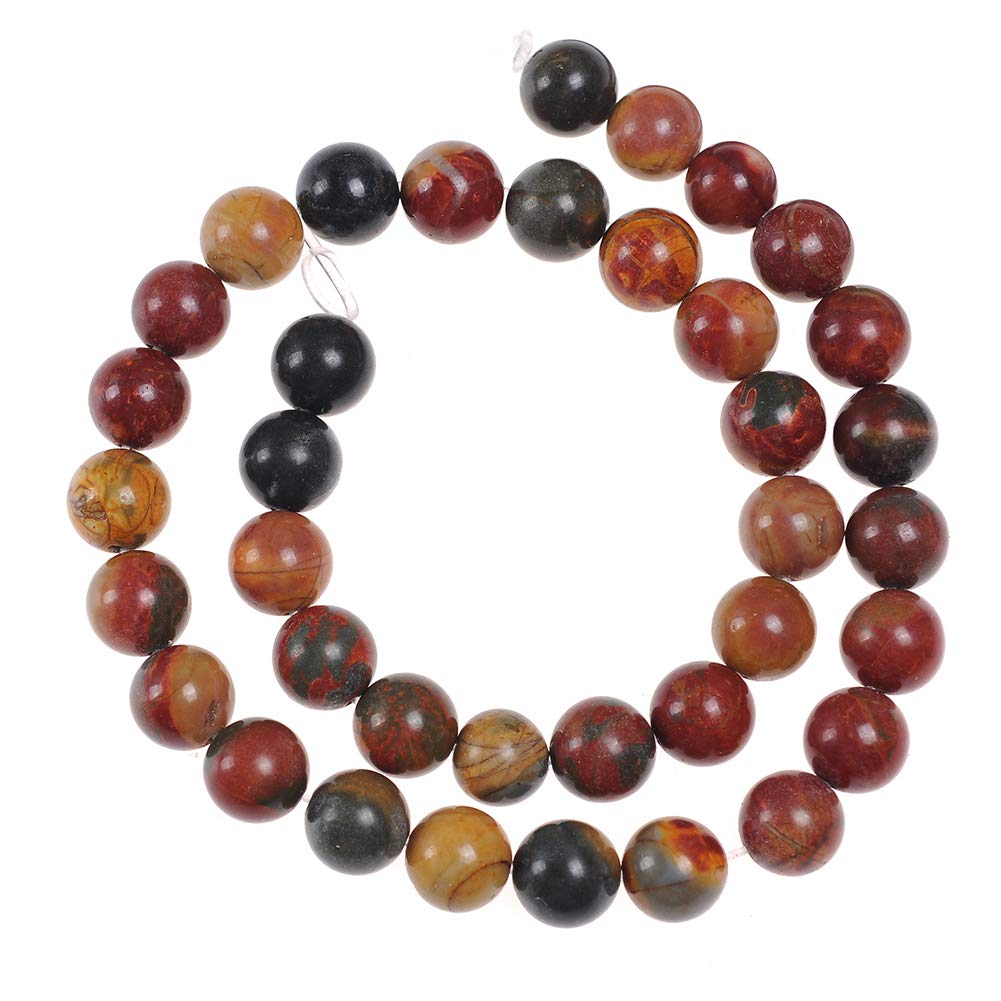 Natural Stone Beads 8mm Picasso Gemstone Round Loose Beads Crystal Energy Stone Healing Power for Jewelry Making DIY,1 Strand 15" Picasso Stone
