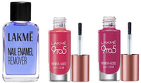Lakmé 9 To 5 Primer + Glossy Finish Nail Colour & Lakmé Nail Color Remover, 27ml & Lakmé 9 To 5 Primer + Glossy Finish Nail Colour, Magenta Mix, 6 Ml