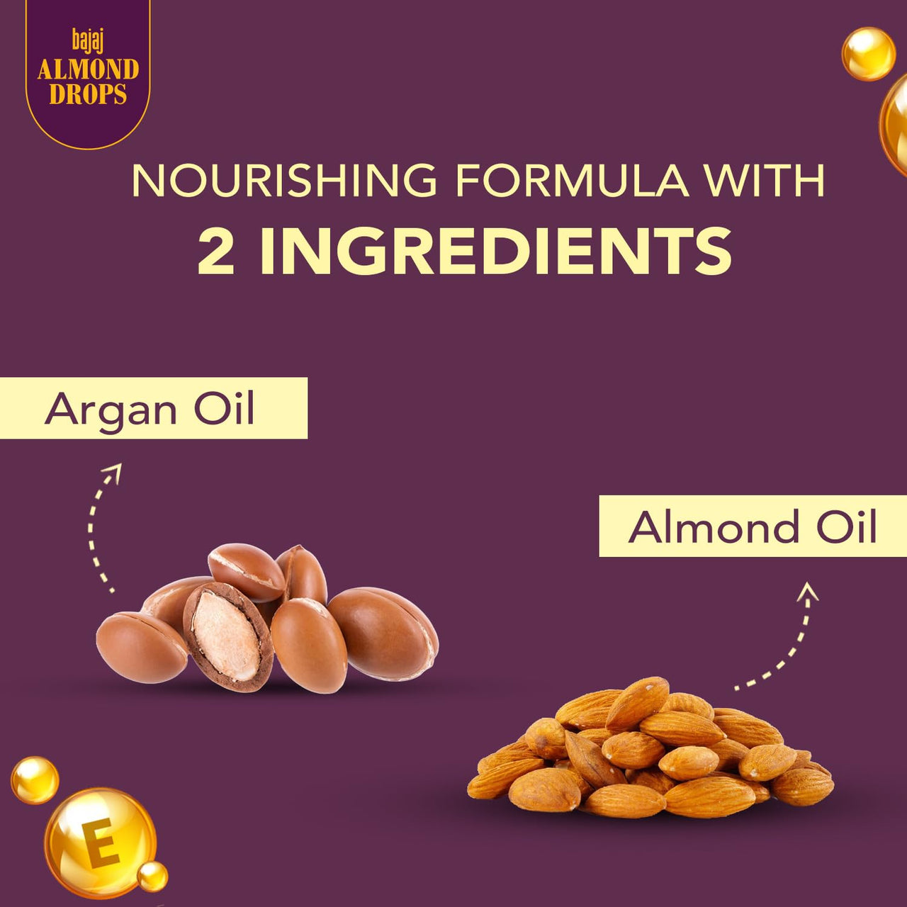 Bajaj Almond Drops Non Sticky Hair Oil With Almond and Argan Oil for 3 way Damage Protection 200ml