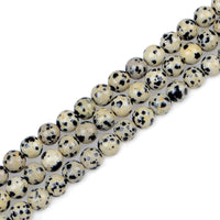 Bymitel 140Pcs Natural Crystal Beads Stone Gemstone Round Energy Healing Loose Beads with Stretch Cord for Jewelry Making Bracelets Anklets (Dalmation Jasper, 8mm 140pcs) Dalmation Jasper