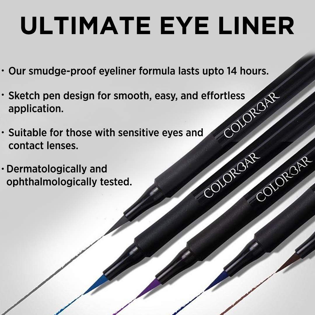 Colorbar Ultimate Eye Liner, Black, 1ml And Colorbar Duo Mascara, Carbon Black, 4ml
