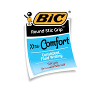 BIC Round Stic Grip Xtra Comfort Ballpoint Pen, Medium Point (1.2mm), Red, 12-Count