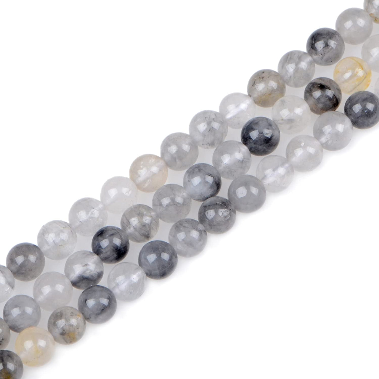 Bymitel 210pcs Natural Crystal Beads Stone Gemstone Round Energy Healing Loose Beads with Stretch Cord for Jewelry Making Bracelets Anklets (Cloud Crystal Quartz, 4mm 210pcs) Cloud Crystal Quartz