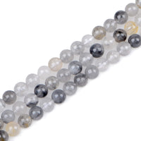 Bymitel 210pcs Natural Crystal Beads Stone Gemstone Round Energy Healing Loose Beads with Stretch Cord for Jewelry Making Bracelets Anklets (Cloud Crystal Quartz, 4mm 210pcs) Cloud Crystal Quartz