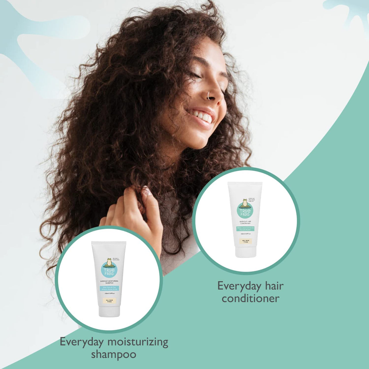 True Frog Everyday Moisturizing Shampoo (150 ml) & Everyday Hair Conditioner for Dry and Frizzy Hair (150 ml) - Combo Pack of 2