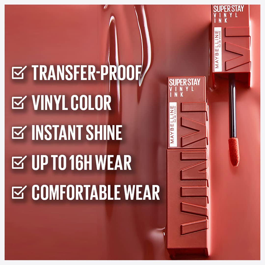 Maybelline Superstay Vinyl Ink Liquid Glossy Lipstick, High Shine That Lasts For 16 Hrs, Enriched With Vitamin E & Aloe, Shade Coy And Irresistible, 4.2G Each (Combo Pack)