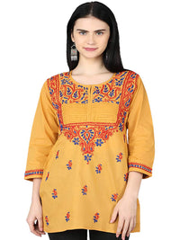 Ada Women's  Cotton Top Hand Embroidered Lucknowi Chikankari Tunic Kurti
