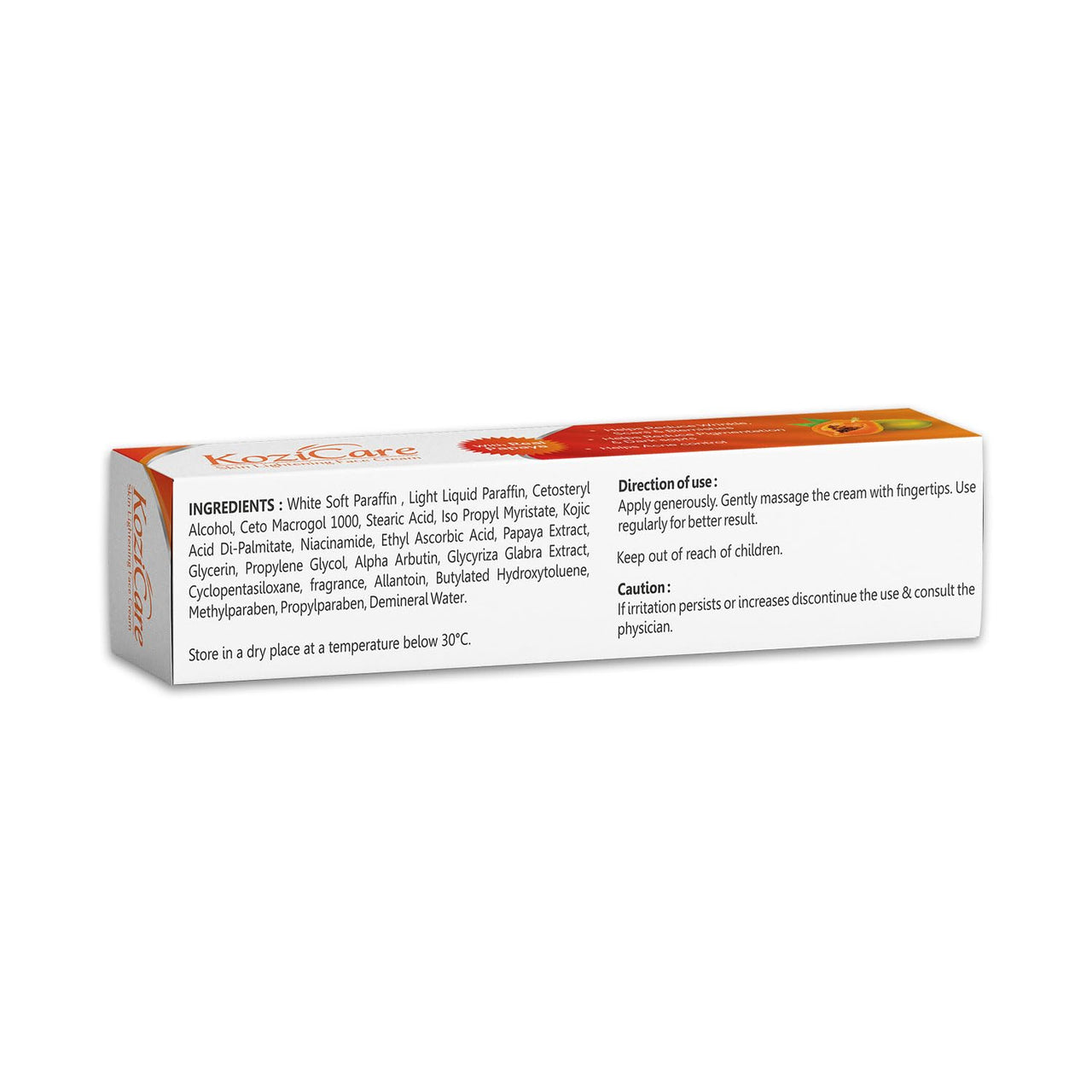Kozicare Cream Papaya Skin Lightening | Kojic Acid Pigmentation Removal Cream | Niacinamide Face Cream for Glowing Skin | Non-Greasy & Lightweight | Suitable for All Skin Type - 15 g (Pack of 3)