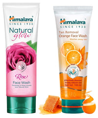 Himalaya Natural Glow Rose Face Wash, 100ML INDIA&Himalaya Tan Removal Orange Face Wash, 100ml