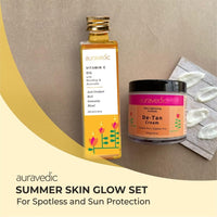 Auravedic Vitamin C Glow & De-Tan Combo, Face Oil (100ml) & De-Tan Cream (100gm) With Rosehip, Turmeric & Licorice,Brightening & Spotless Skin Care,Natural & Paraben-Free.