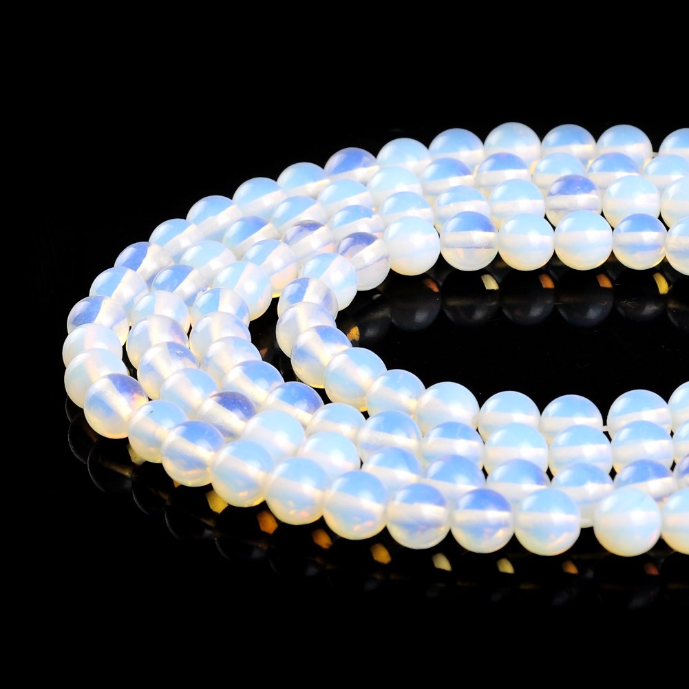 Natural Stone Beads 6mm Opal Gemstone Round Loose Beads Crystal Energy Stone Healing Power for Jewelry Making DIY,1 Strand 15"