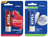 NIVEA Lip Balm, Original Care, 4.8g and NIVEA Lip Balm, Pomegranate Shine, 4.8g