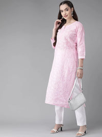 Ada Hand Embroidered Lucknowi Chikankari Cotton Kurta Kurti for Women A411165