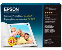Epson S041727 Premium Photo Paper, 68 lbs., High-Gloss, 4 x 6 (Pack of 100 Sheets),White 4x6 Inches