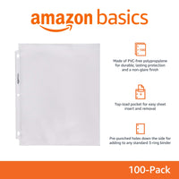 Basics Sheet Protector, Non-Glare, 100-Pack, 8.5 x 11, Clear 100 - Pack