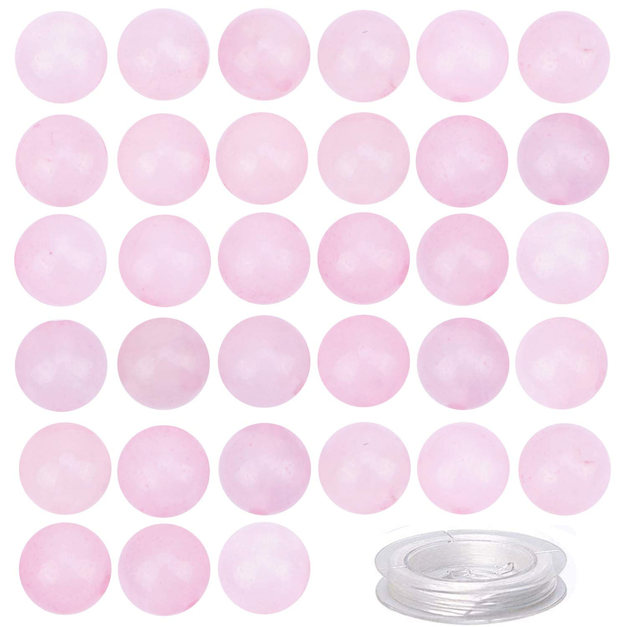 80Pcs Natural Crystal Beads Stone Gemstone Round Loose Energy Healing Beads with Free Crystal Stretch Cord for Jewelry Making (Rose Quartz, 10mm) Rose Quartz