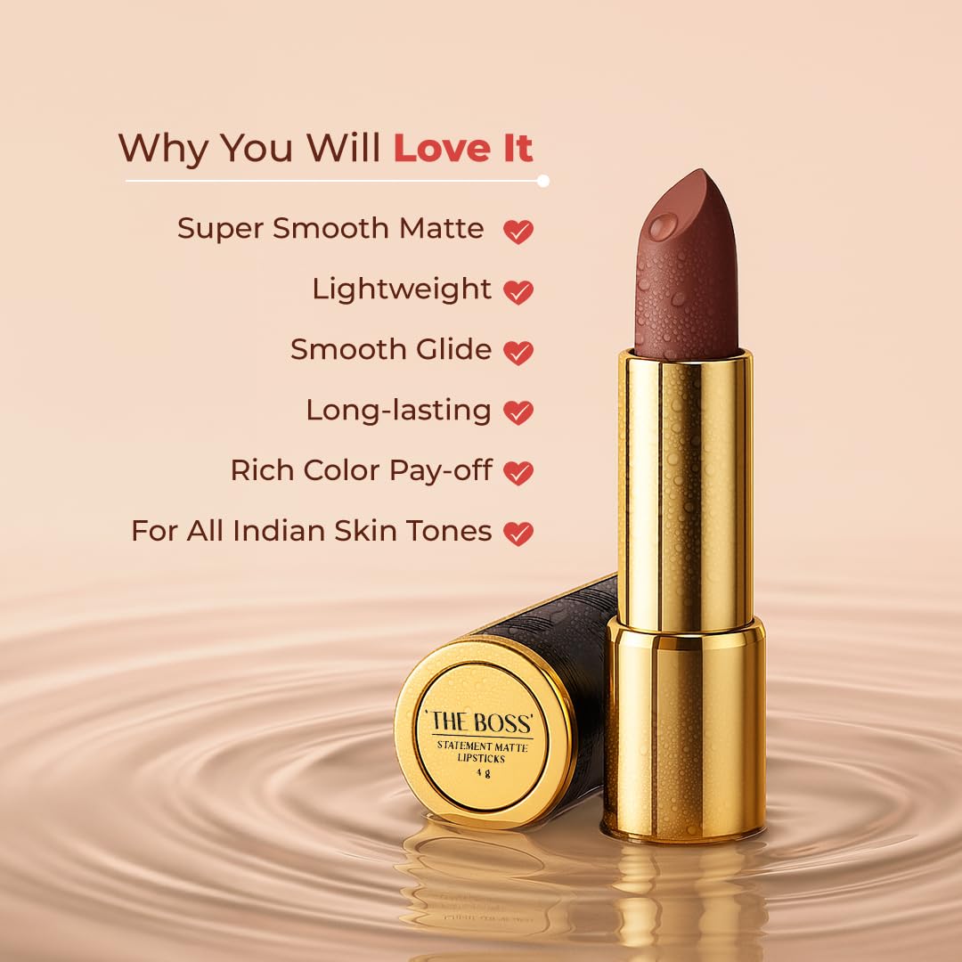 LoveChild Masaba Statement Matte Lipstick, Loop Me In (Irish Brown), Smooth Glide, Bold Matte Finish, Long-Lasting Lipsticks With Mango Butter Nourishing and Intense Color Payoff, Lightweight, 4g