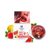 Ayouthveda Party Swirl Tinted Lip Balm | Heals Cracked & Undernourished Lips| Moisturizer For Chapped And Dry Lips | Enriched With Coconut And Olive Oil | Hot Red Fruity Lip balm (10gm)