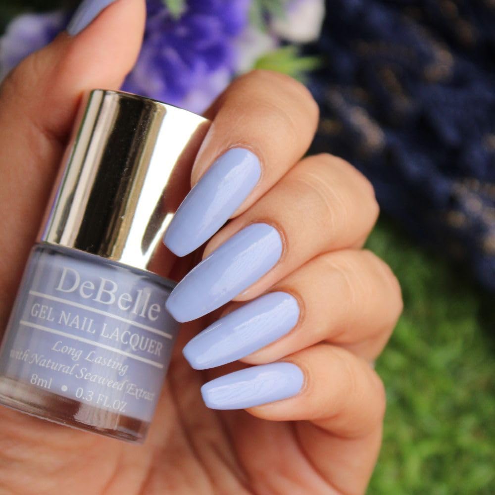 DeBelle Gel Creme Finish Nail Polish Blueberry Bliss (Light Lavender), 8 Ml - Enriched With Natural Seaweed Extract, Cruelty Free, Toxic Free