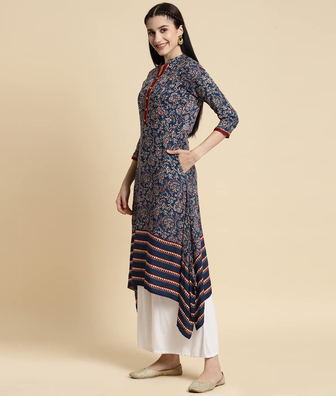 rangita Women Rayon Floral Printed Calf Length A-Line Kurti