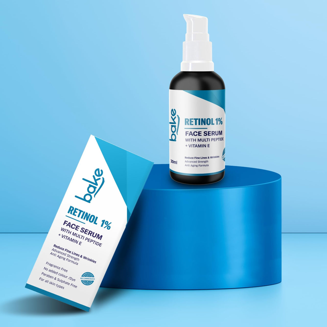 BAKE 1% Retinol Face Serum with Multi Peptides for Anti Aging,Reduces Fine Lines & Wrinkles | Advanced Strength Serum | 30ml