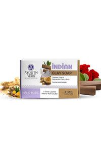 Ayouthveda Handmade Indian Clay Soap | Nourishes Protectes & Hydrates Skin | A Three Layered Mineral Rich Clay Bar| Daily use Bar for Both Men & Women (Pack Of 1-110g)