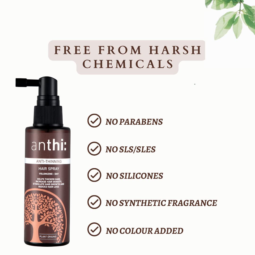 anthi: Anti-Hair Thinning Hair Spray, Hair Thickening And Volume Boosting, Stimulates Hair Growth, Plant-Origins Hair Spray, 60 Ml, 180 Grams