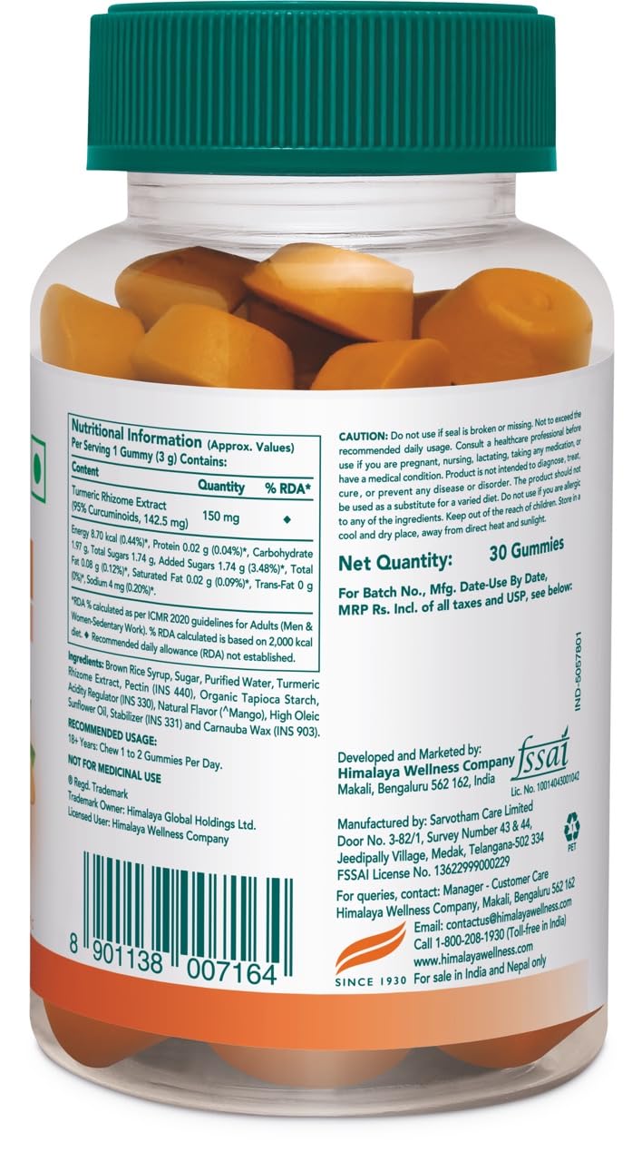 Himalaya Turmeric Gummies |Pack of 30 |95% Curcuminoids |Joint health, Antioxidant support |100% Veg