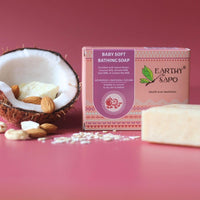 Earthy Sapo Handmade Baby Soft Bathing Soap (Coconut Milk, Almond Milk, Oat Milk, Kokum Butter) 100g, Pack of 1 | Natural, Gentle Bath Soap for Babies Sensitive Skin