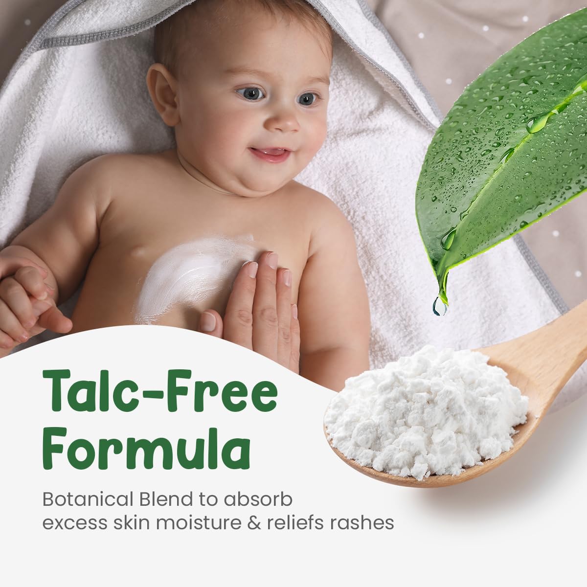 Mother Sparsh Plant Powered Dusting Powder For Babies - 330g | Talc Free Baby Powder With Corn Starch & Oat Powder