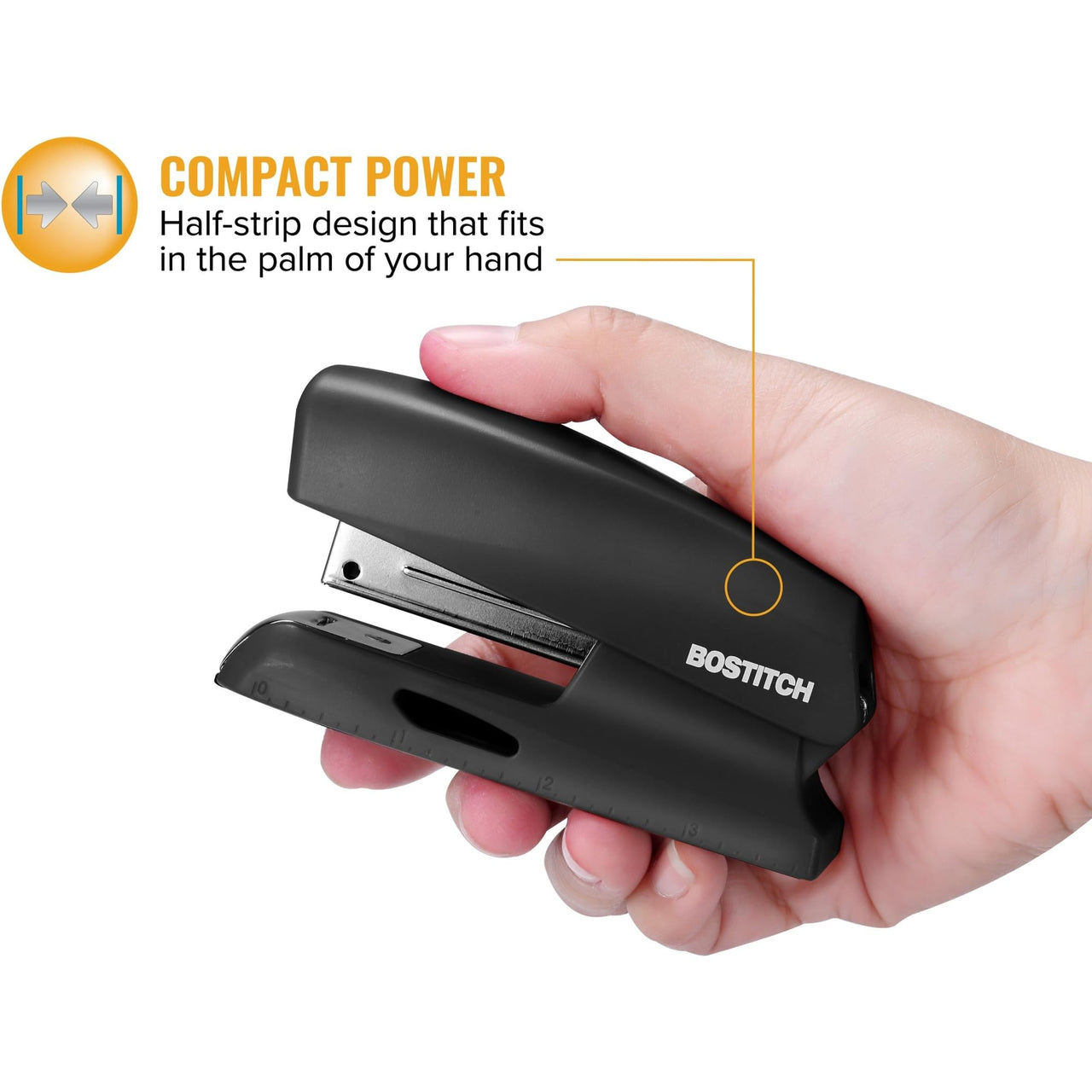 Bostitch Office 20 Sheet Stapler, Mini Stapler, Fits into the Palm of Your Hand; Black (B150-BLK)