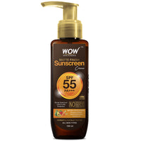 WOW Skin Science Sunscreen For All Skin Types Spf 55 Pa+++ Matte Look Ultra Light & Brightening Vitamin C Face Wash Combo, Pack Of 1