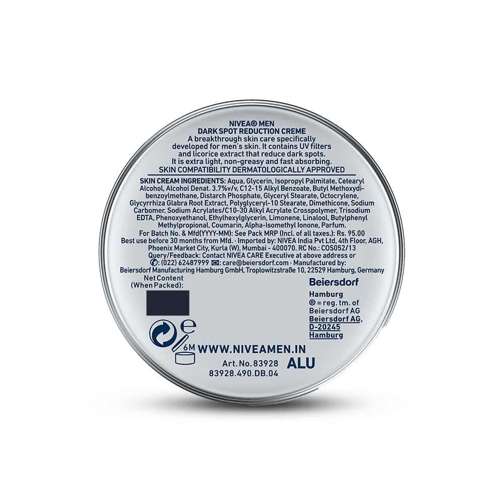 Nivea Men Creme, Dark Spot Reduction, Non Greasy Moisturizer, Cream with UV Protect, 75 ml (Pack of 2)