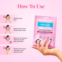Everyuth Naturals Anti Pollution Pink Clay & Charcoal Sheet Mask Pack of 3