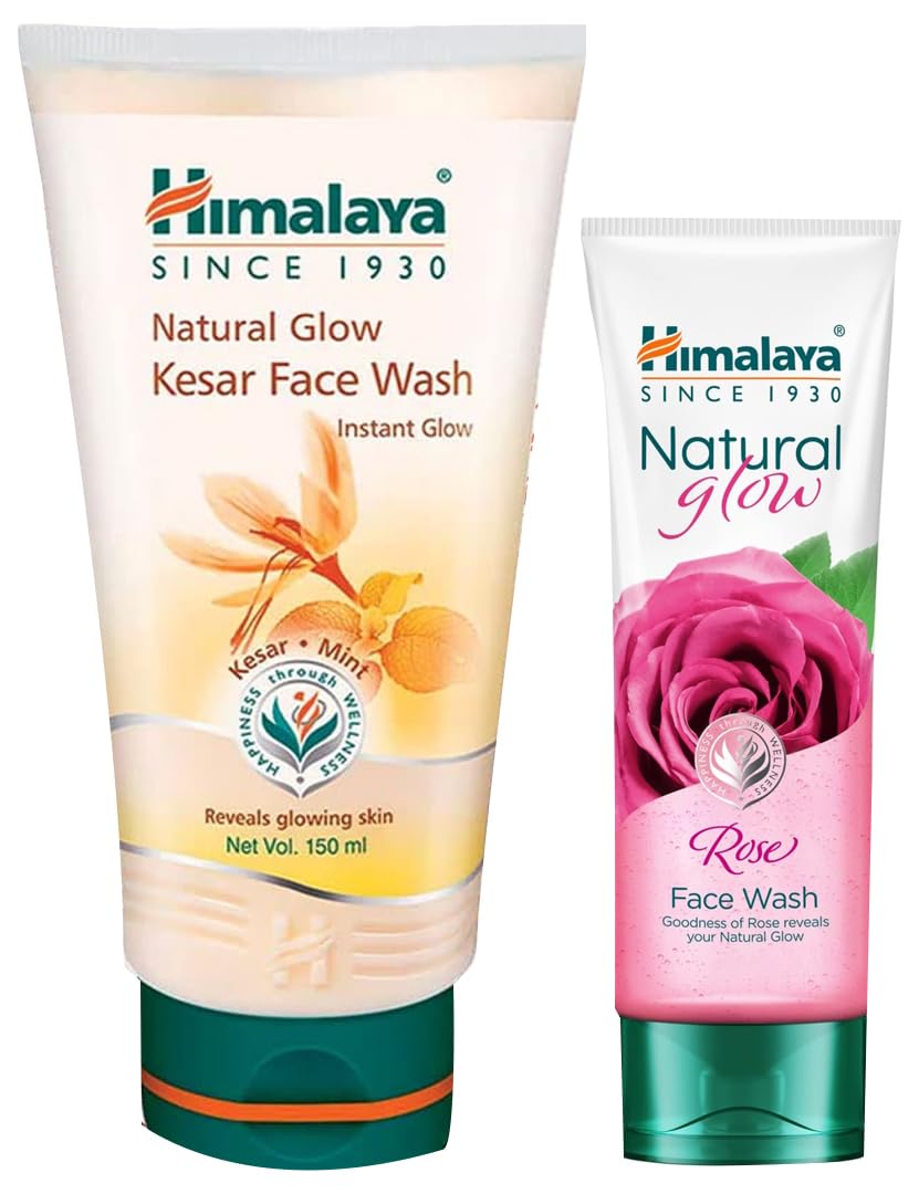 Himalaya Natural Glow Rose Face Wash, 100ML INDIA&Himalaya Natural Glow Kesar Face Wash, 150ml